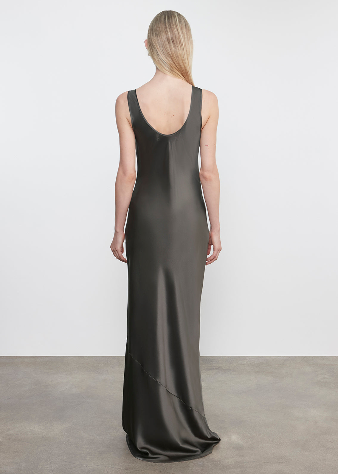 Silk Satin Tank Dress | Gunmetal