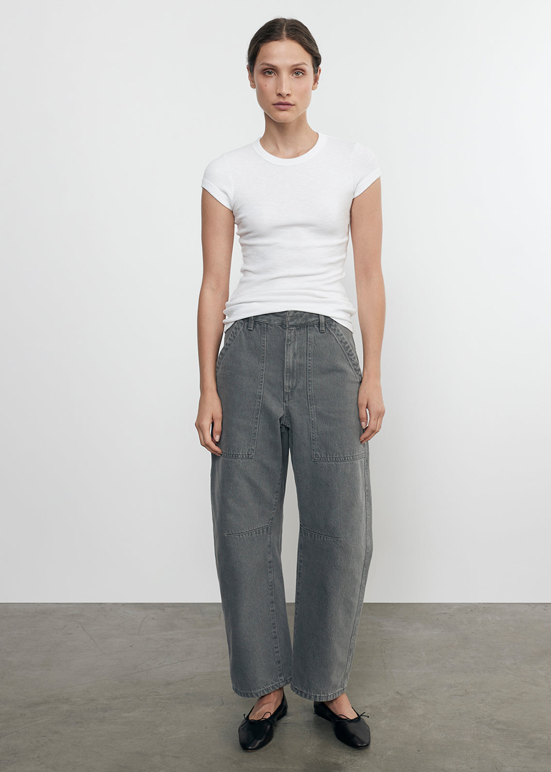 Textured Knit Cap Sleeve Crew | White