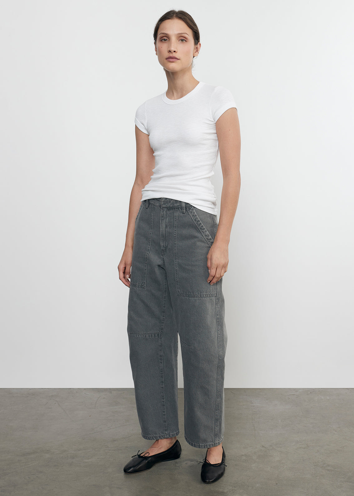 Textured Knit Cap Sleeve Crew | White