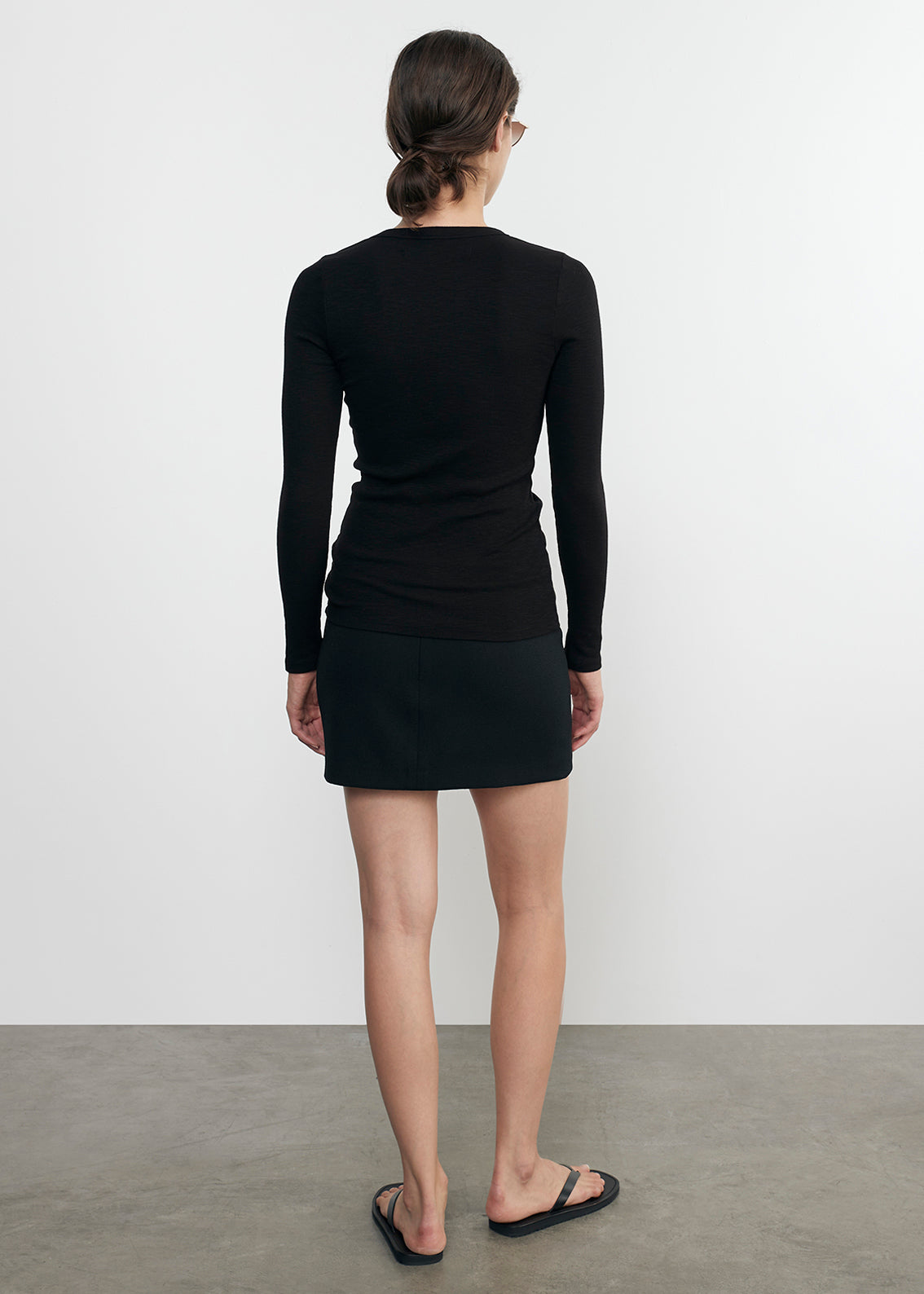 Textured Knit L/S Crew | Black