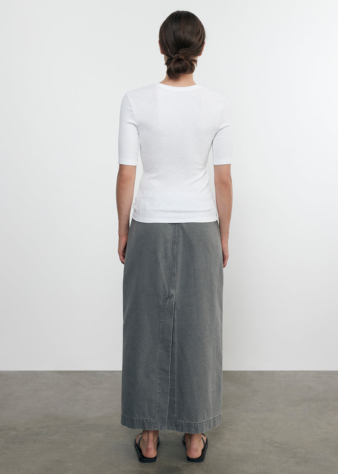 Textured Knit Half Sleeve U | White