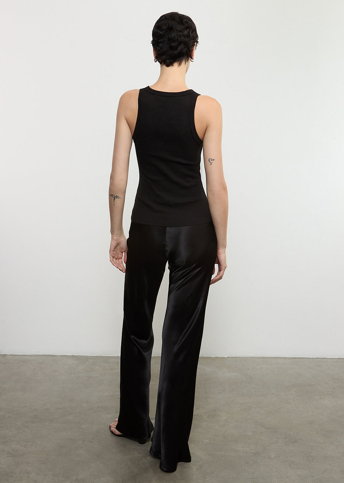 Satin Bias Cut Pant | Black