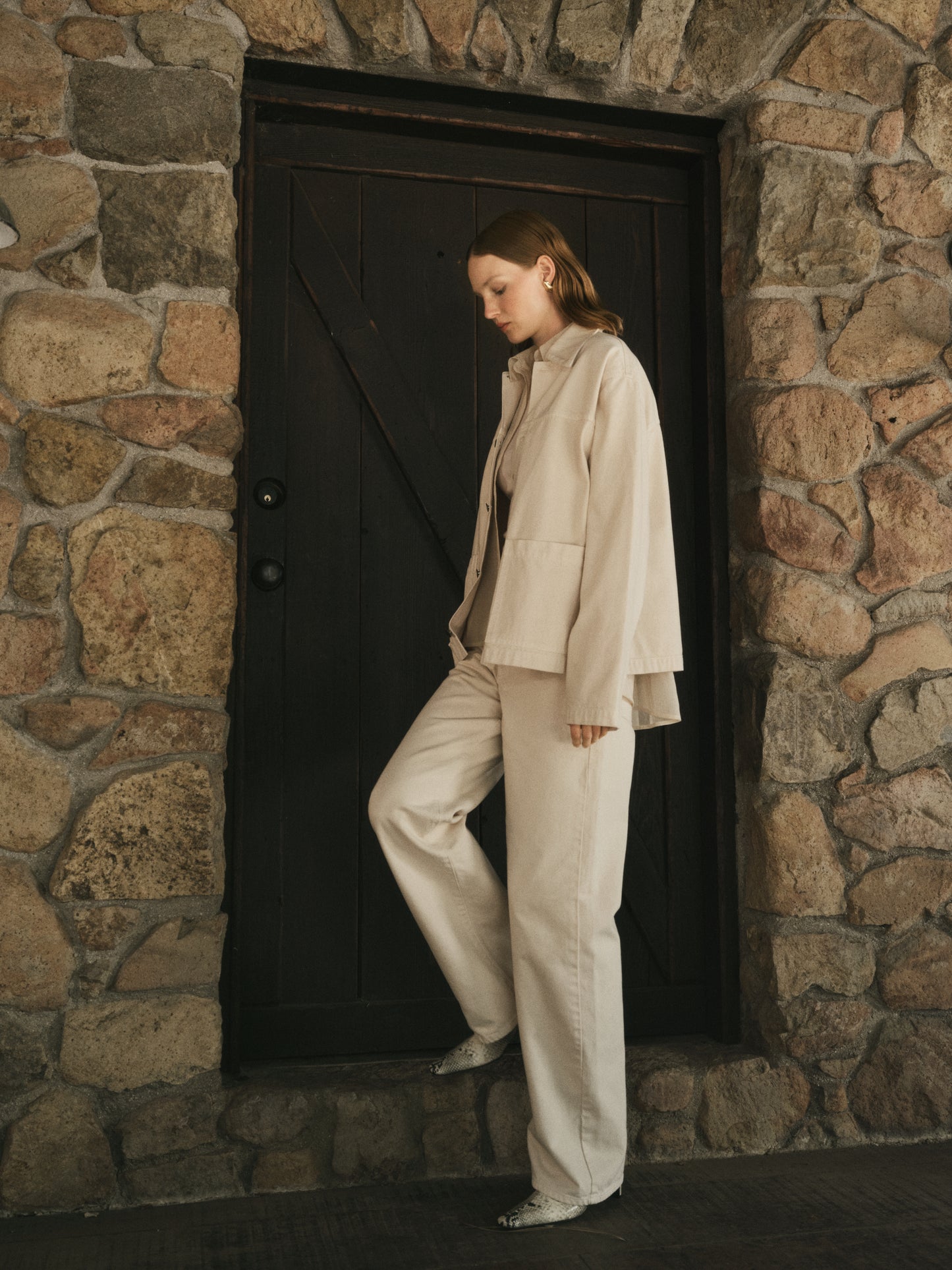 Relaxed Straight Leg Jean | Beige