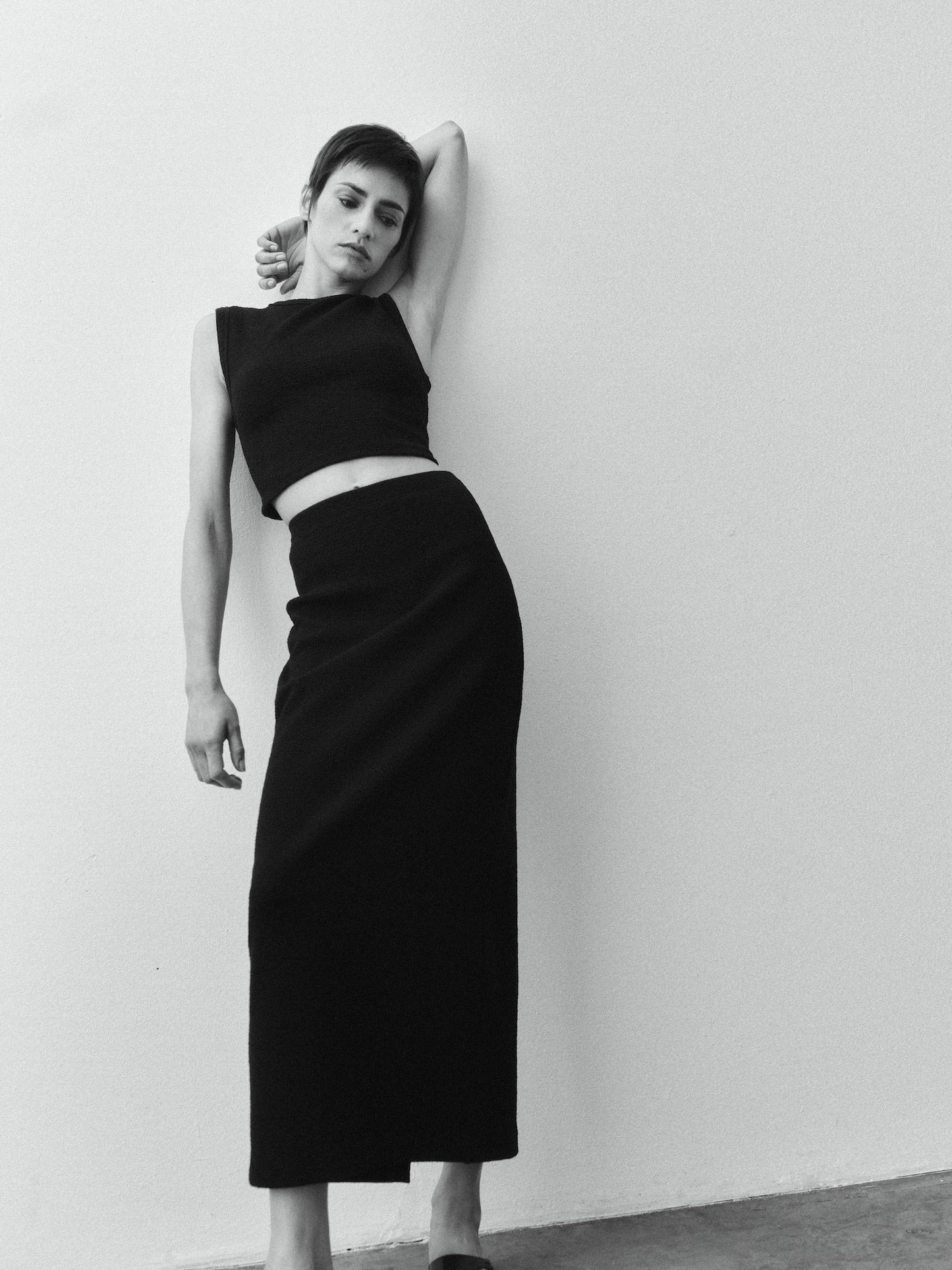 Textured Jacquard Skirt | Black