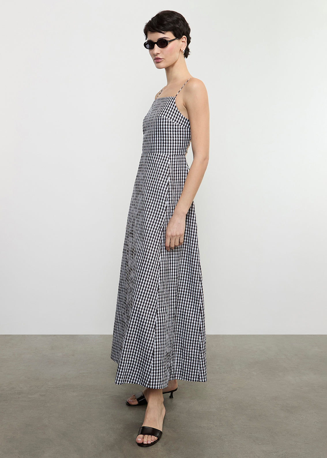 Textured Gingham Dress in Japanese Cotton | Black Gingham