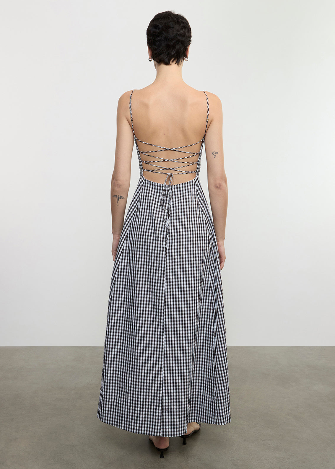 Textured Gingham Dress in Japanese Cotton | Black Gingham