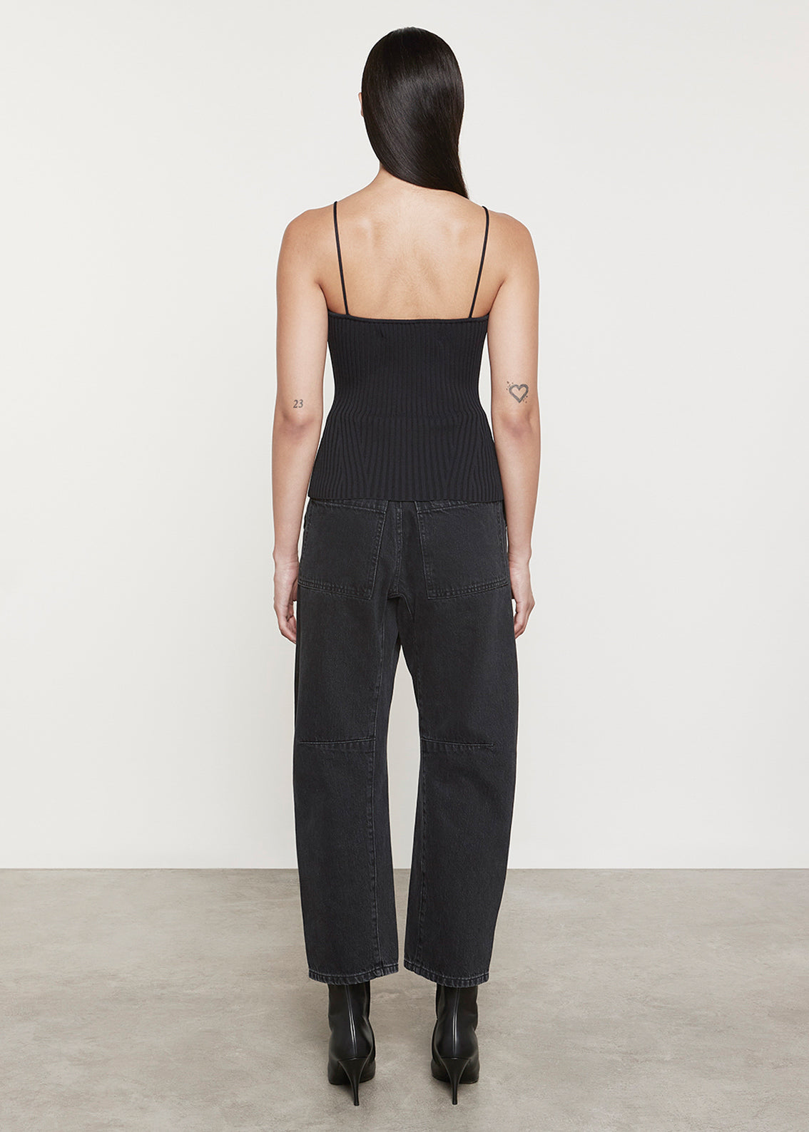 Cotton Denim Utility Pant | Washed Black