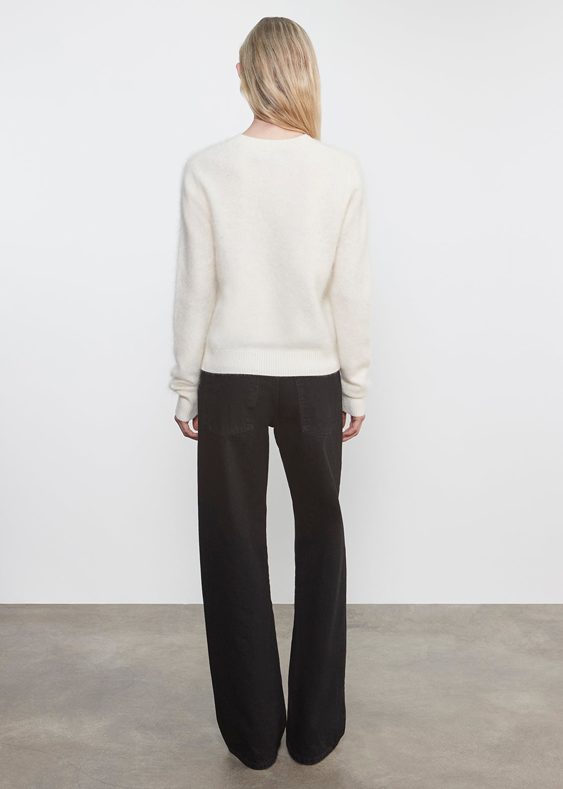Longhair Cashmere Easy Crew | Chalk