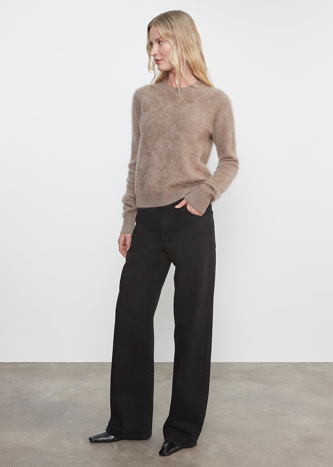 Longhair Cashmere Easy Crew | Walnut