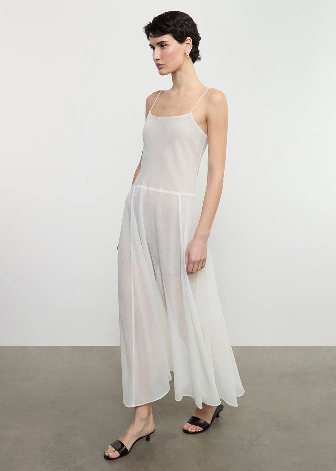 Japanese Yoryu Chiffon Dress | Off White