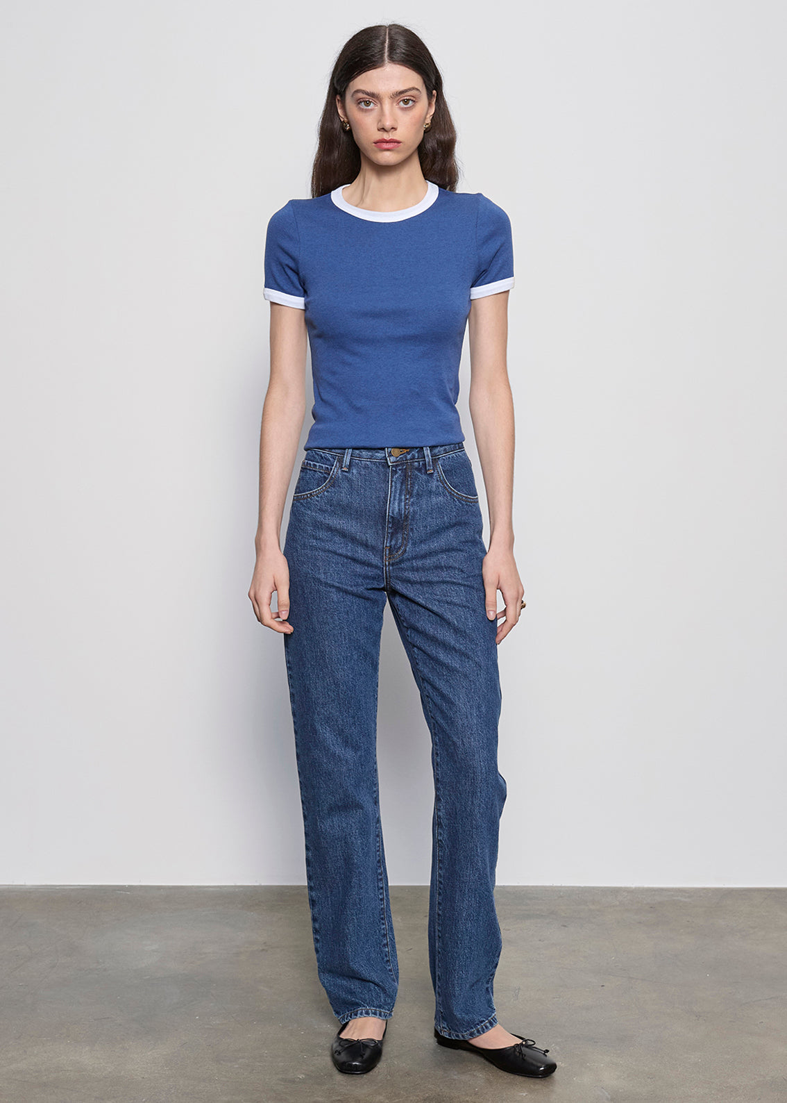 Cotton Classic Ringer Tee | Ink Blue/White