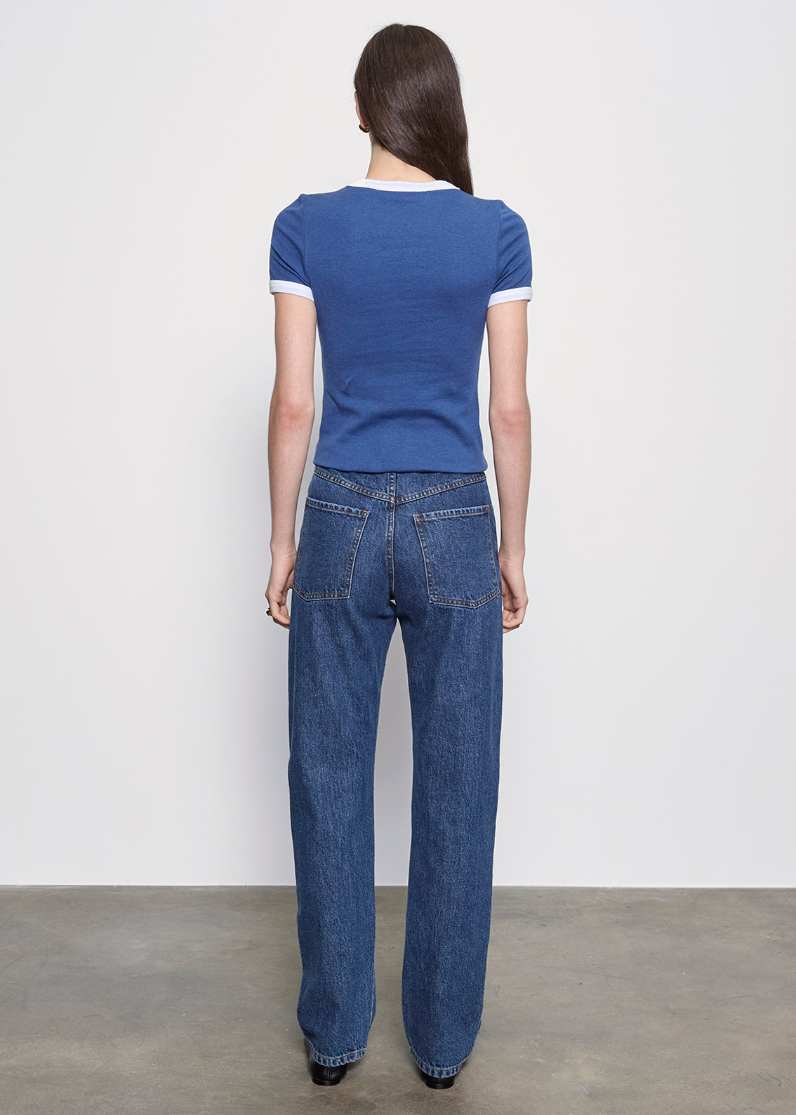 Cotton Classic Ringer Tee | Ink Blue/White