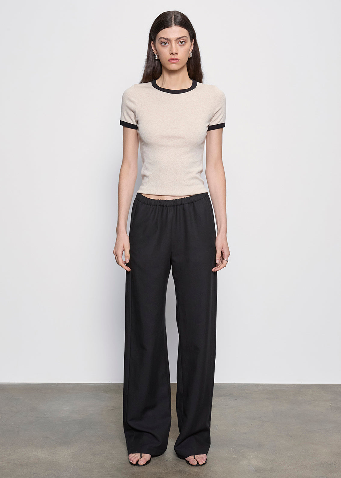 Cotton Classic Ringer Tee | Wheat/Black