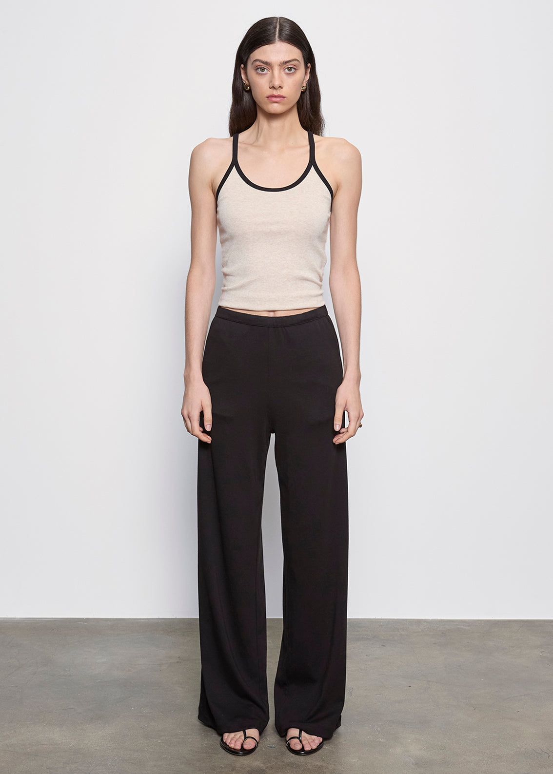 Cotton Classic Ringer Scoop Tank | Wheat/Black – Enza Costa