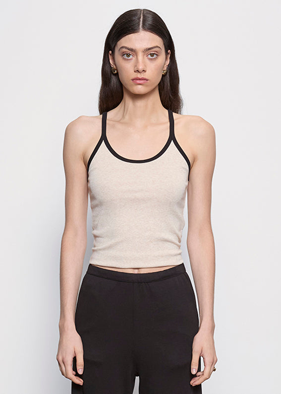 Cotton Classic Ringer Scoop Tank | Wheat/Black