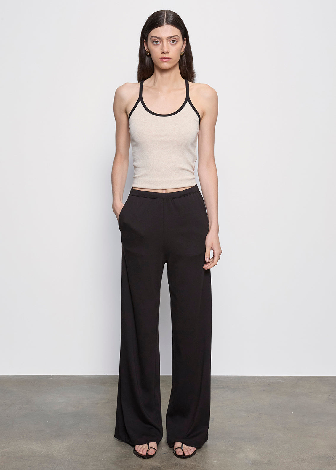 Cotton Classic Ringer Scoop Tank | Wheat/Black – Enza Costa