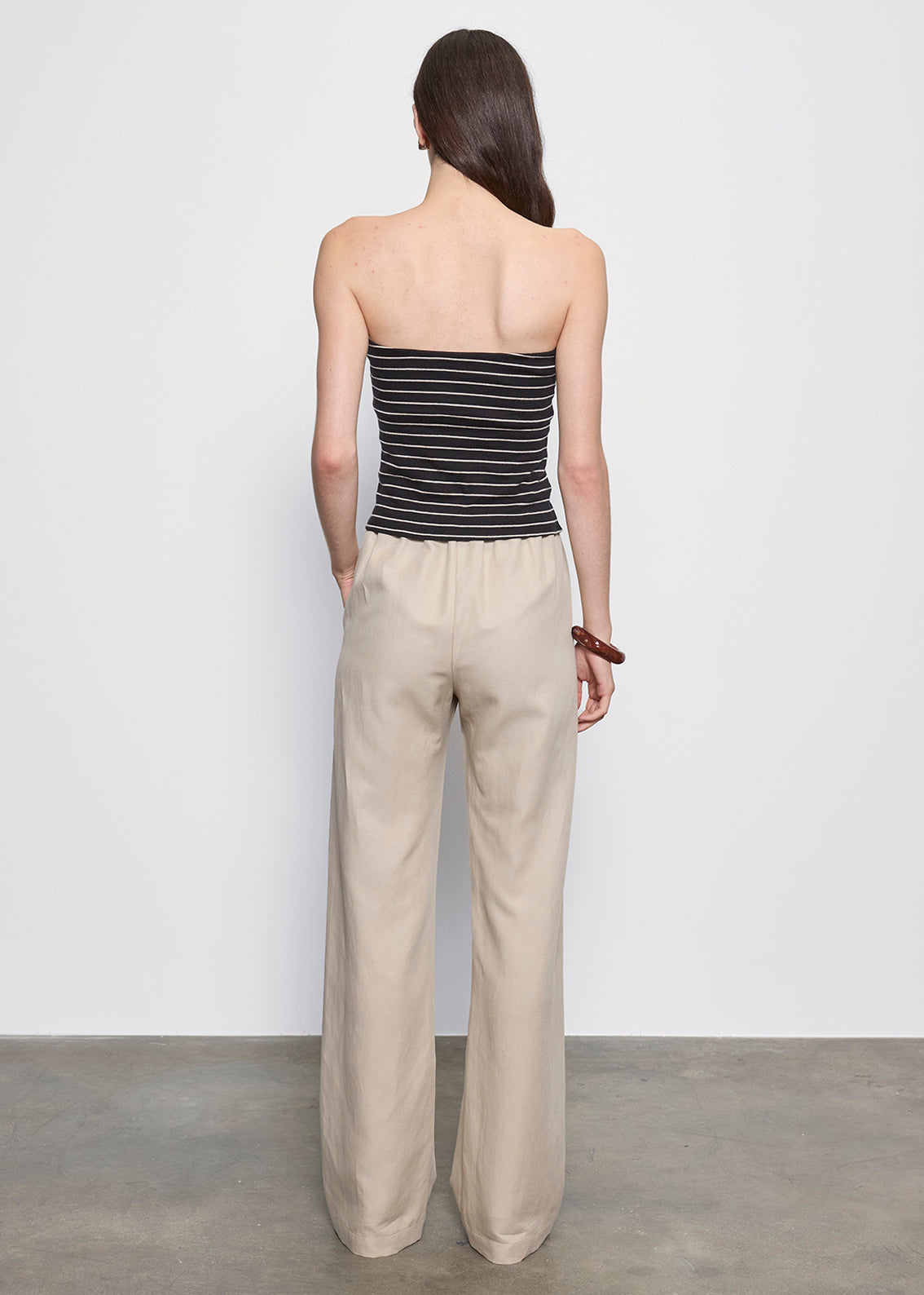 Cotton Stripe Classic Bandeau Top | Black/ Wheat Stripe