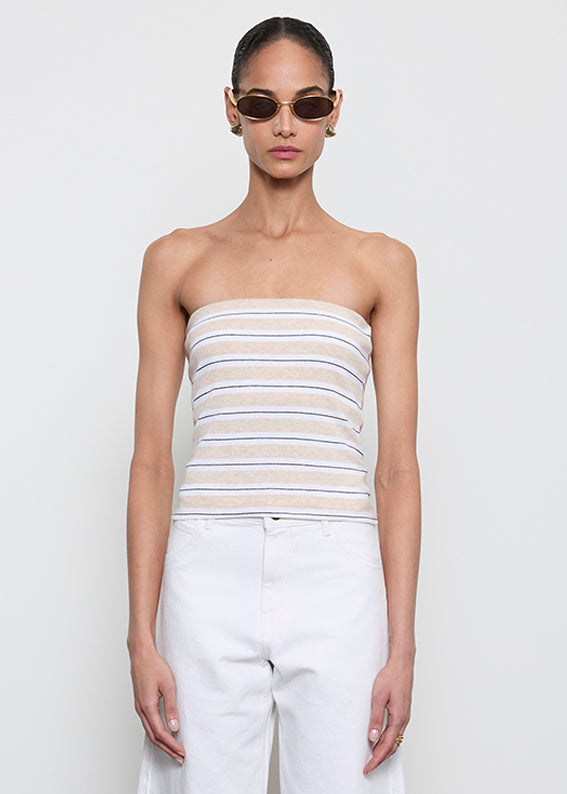 Cotton Stripe Classic Bandeau Top | Wheat/White Stripe