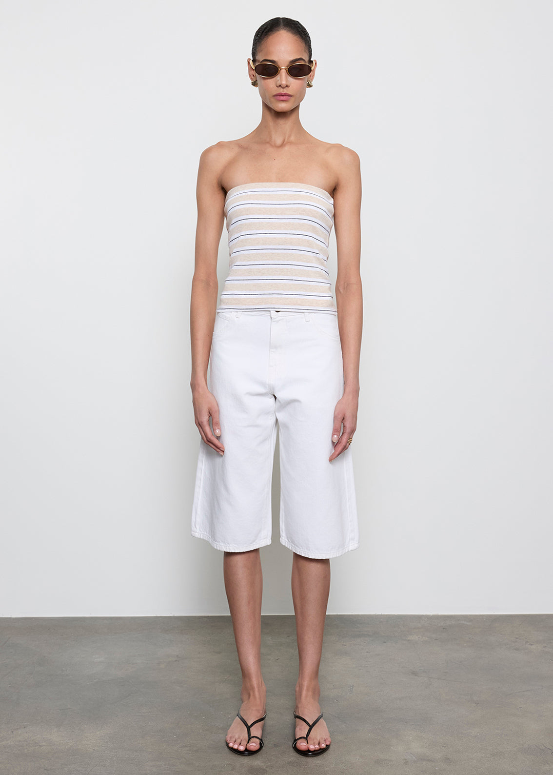 Cotton Stripe Classic Bandeau Top | Wheat/White Stripe