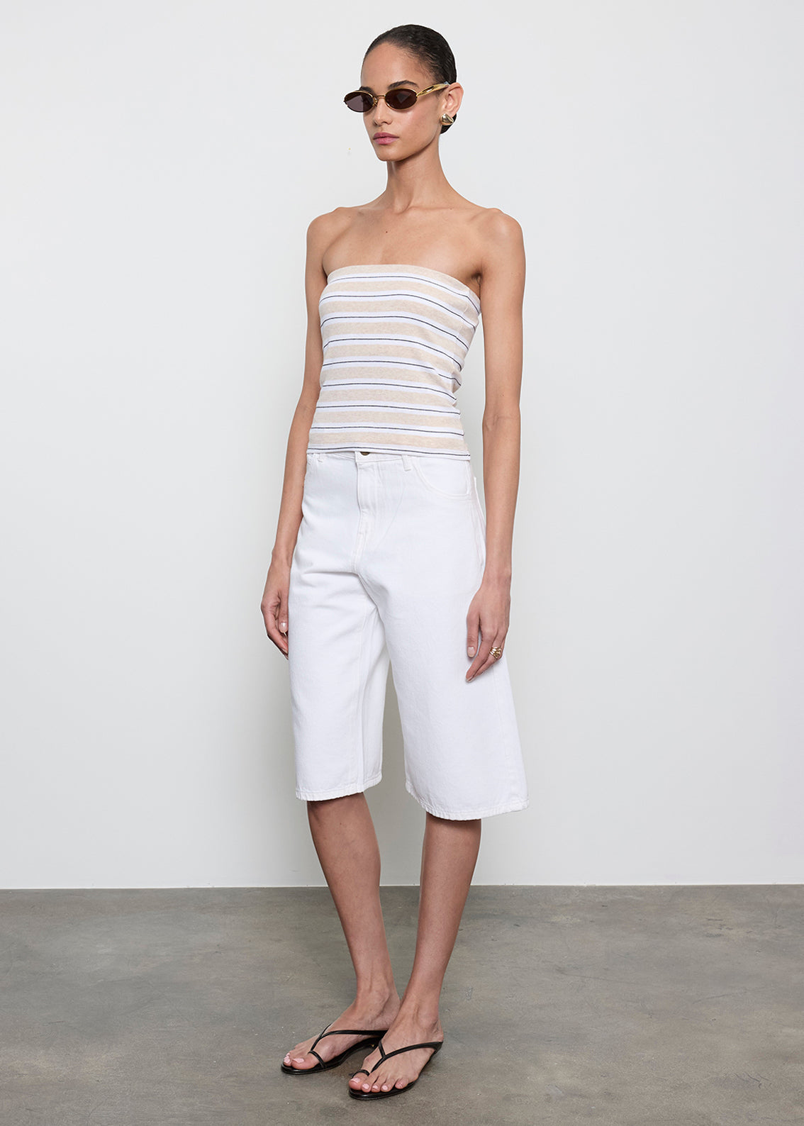 Cotton Stripe Classic Bandeau Top | Wheat/White Stripe