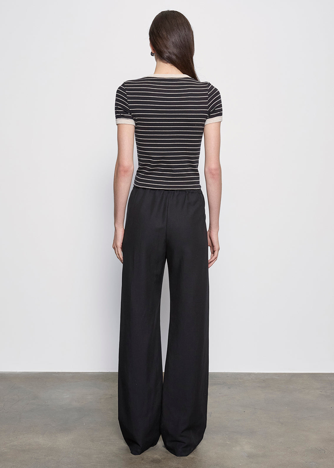 Cotton Stripe Classic S/S Tee | Black/ Wheat Stripe