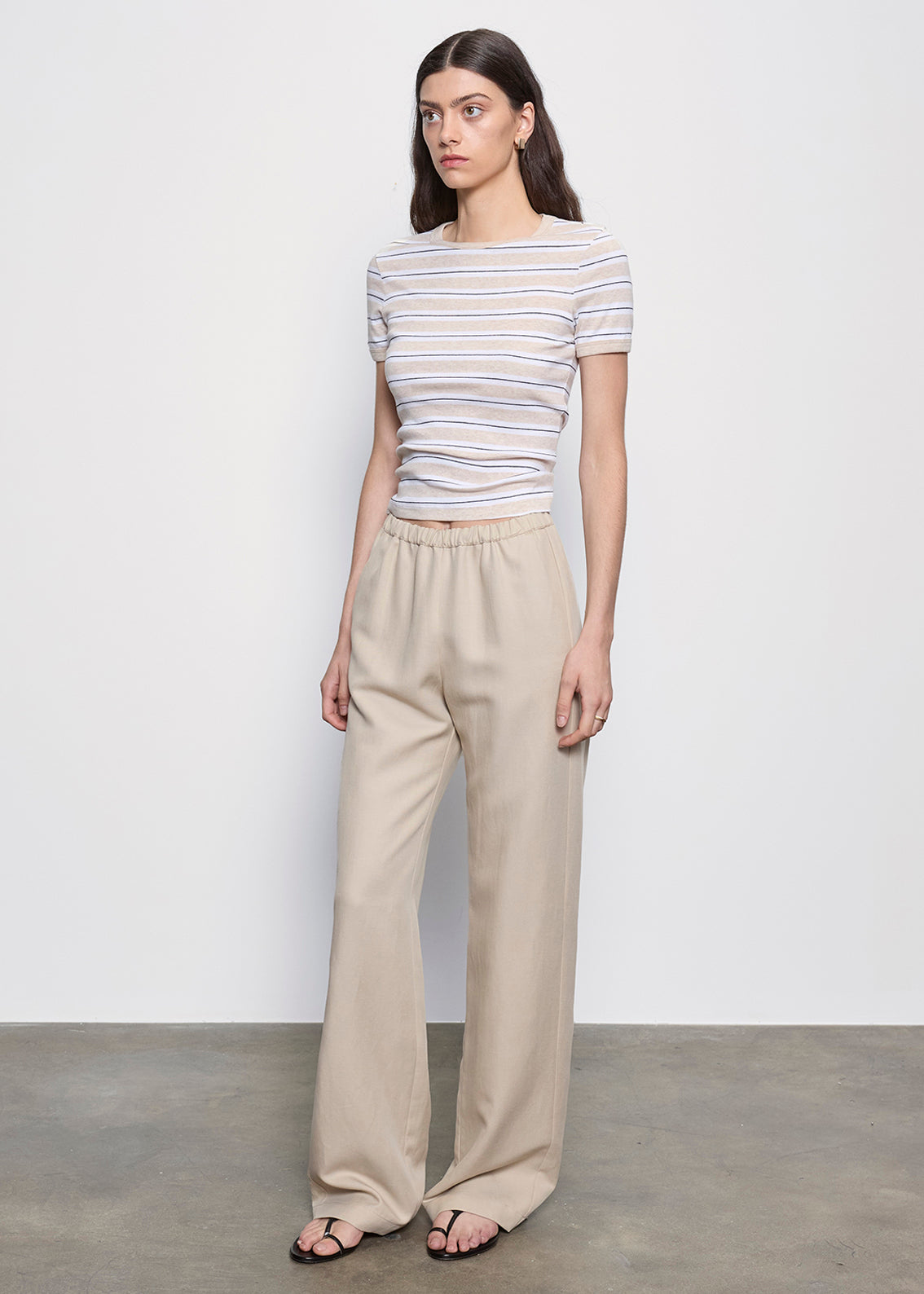 Cotton Stripe Classic S/S Tee | Wheat/White Stripe