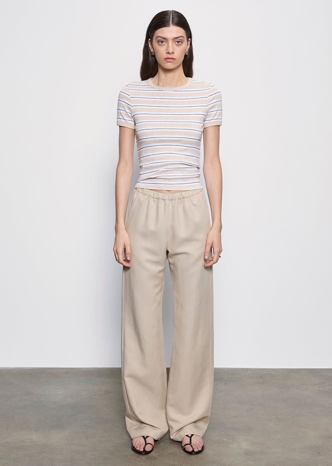 Cotton Stripe Classic S/S Tee | Wheat/White Stripe