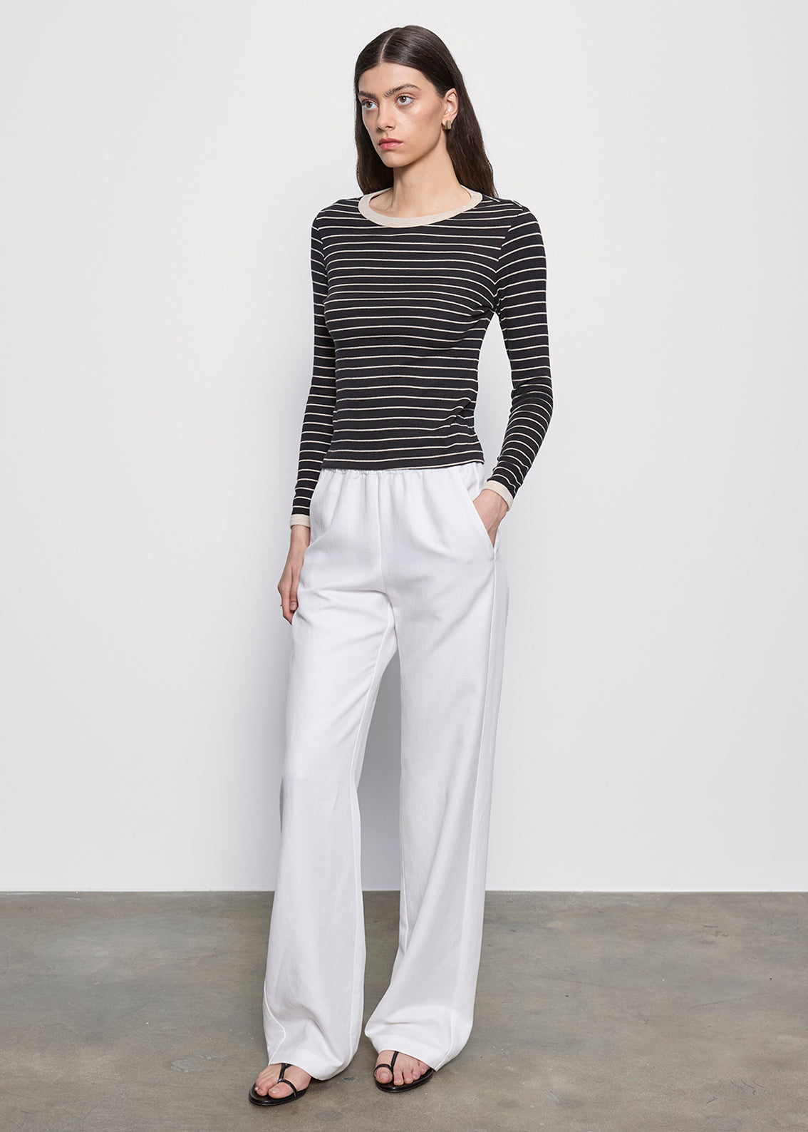 **Pre-Order** Cotton Stripe Classic L/S Tee | Black/Wheat Stripe