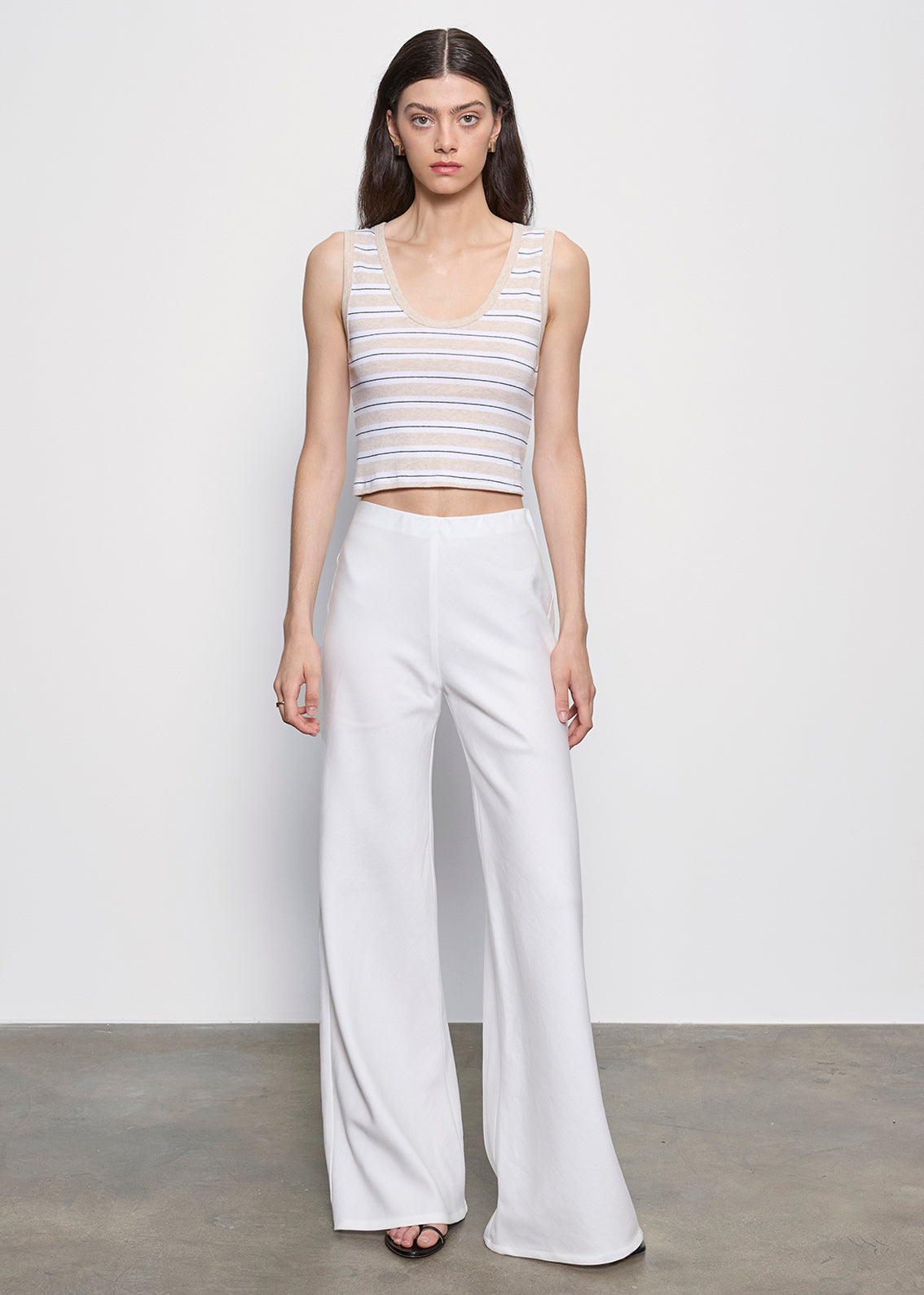 Cotton Stripe Classic U Tank | Wheat/White Stripe