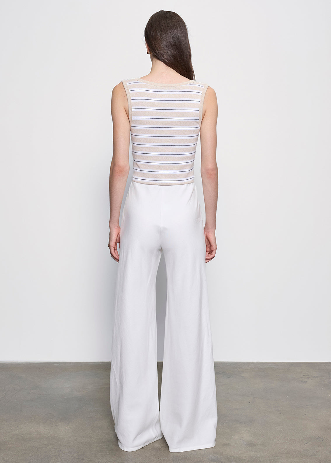 Cotton Stripe Classic U Tank | Wheat/White Stripe