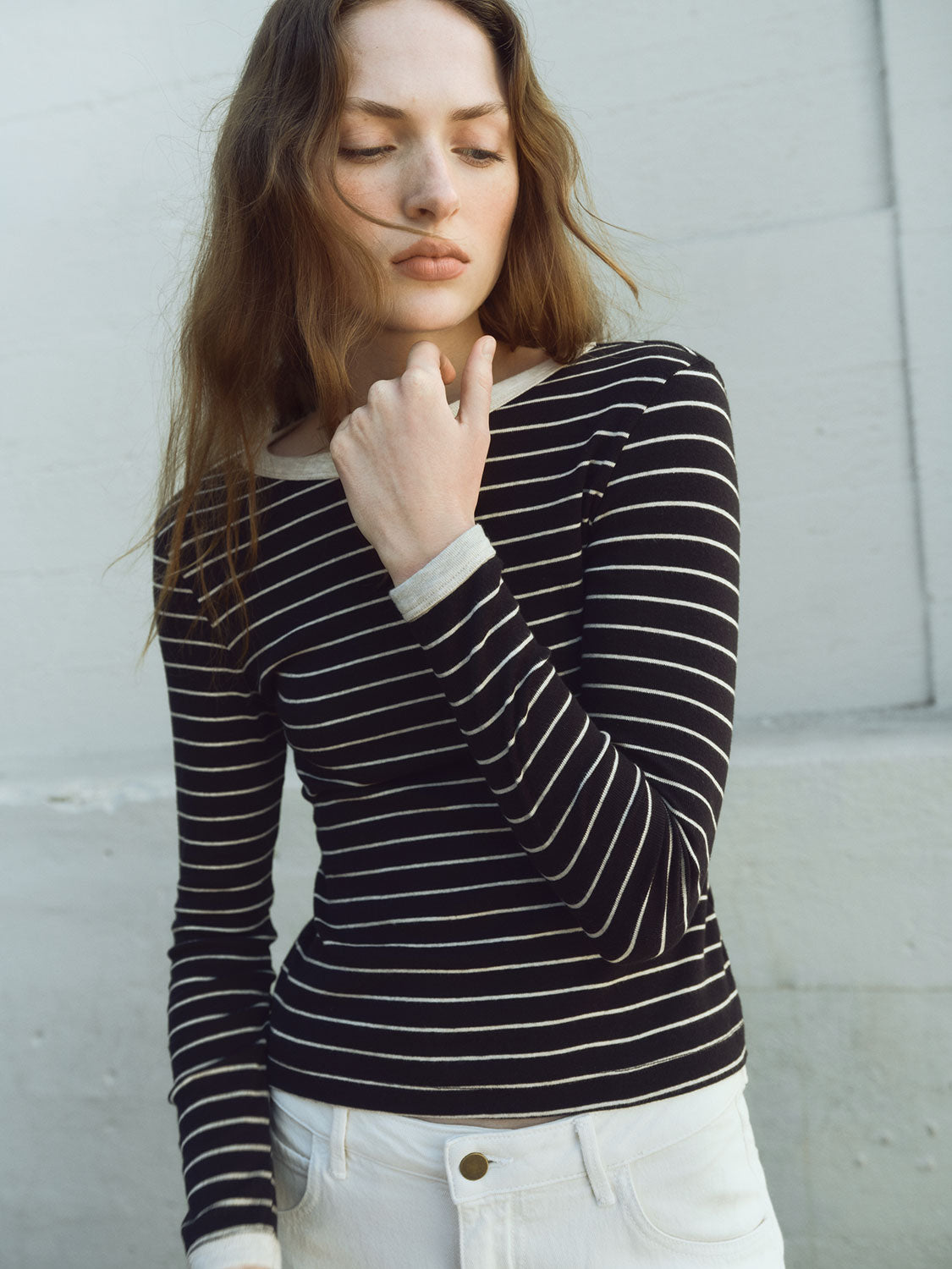 **Pre-Order** Cotton Stripe Classic L/S Tee | Black/Wheat Stripe