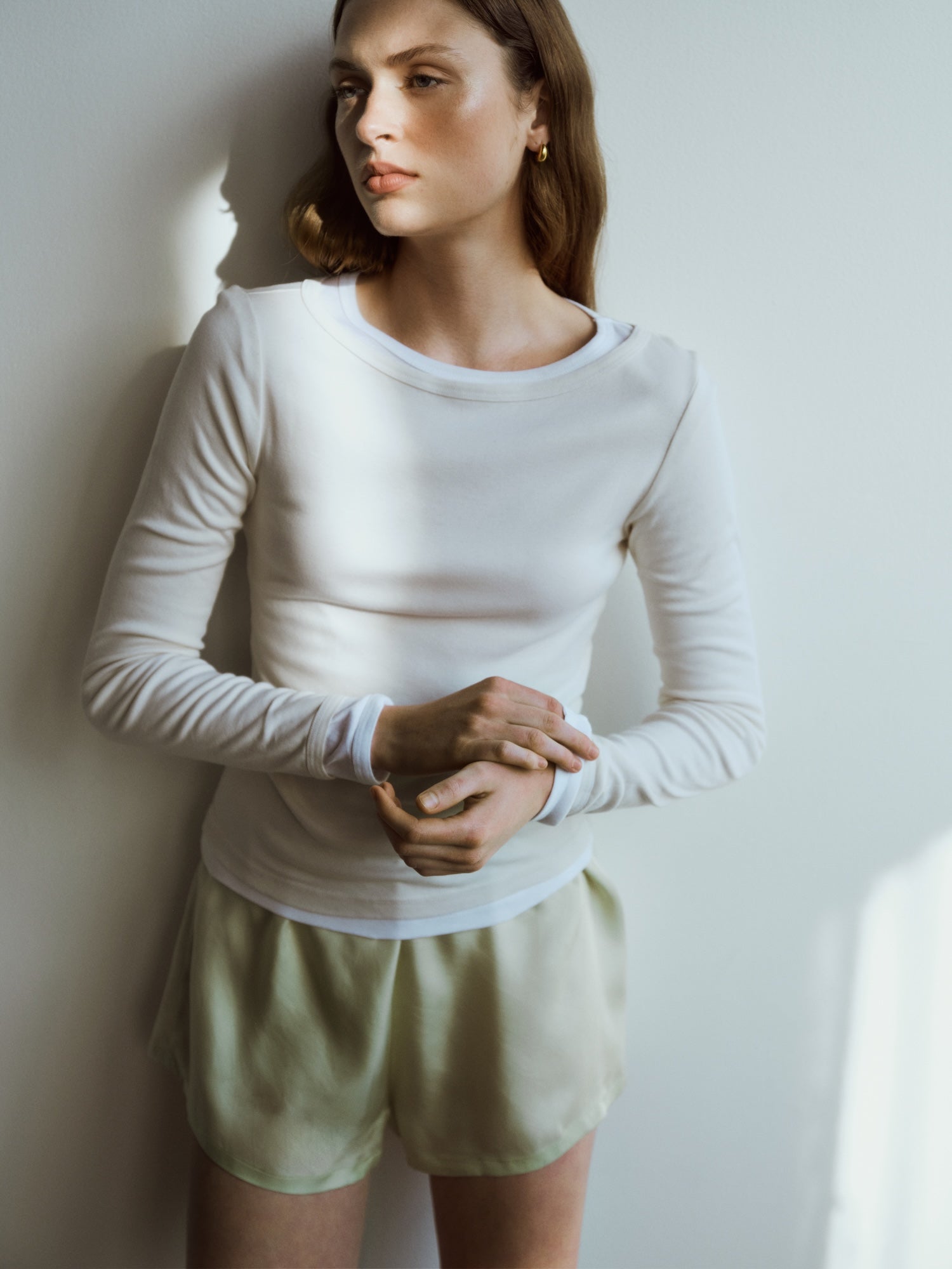 Fine Supima Cotton L/S Boatneck | White – Enza Costa