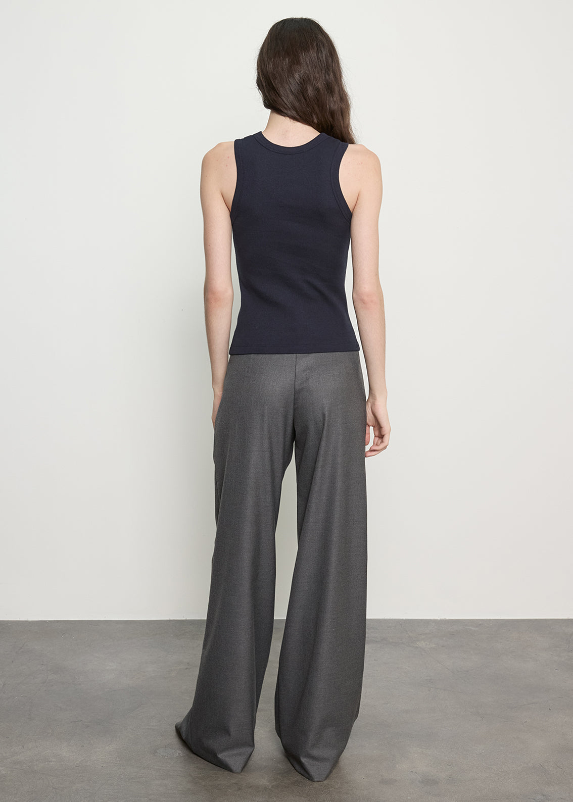 Low Rise Pleated Trouser | Dark Charcoal