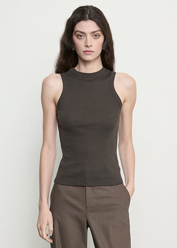 Cashmere Rib Tank | Umber