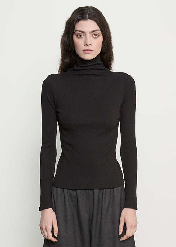 Cashmere Rib Turtleneck | Black