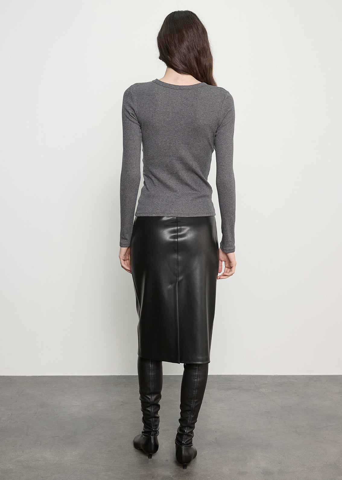Cashmere Rib Crew | Heather Grey