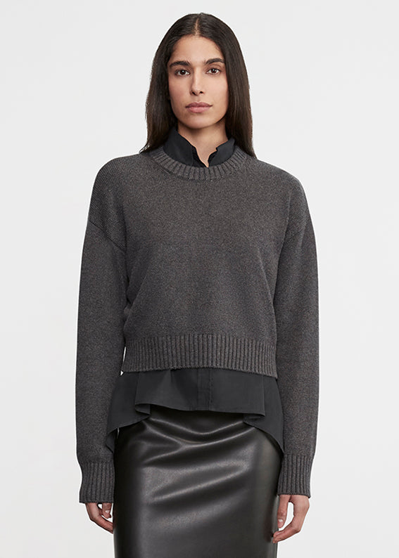 Chunky Cotton Cashmere Sweater | Charcoal