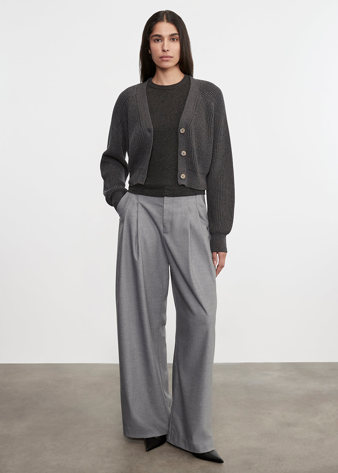 Chucky Cotton Cashmere Cardigan | Charcoal