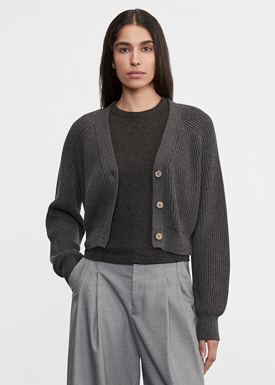 Chucky Cotton Cashmere Cardigan | Charcoal