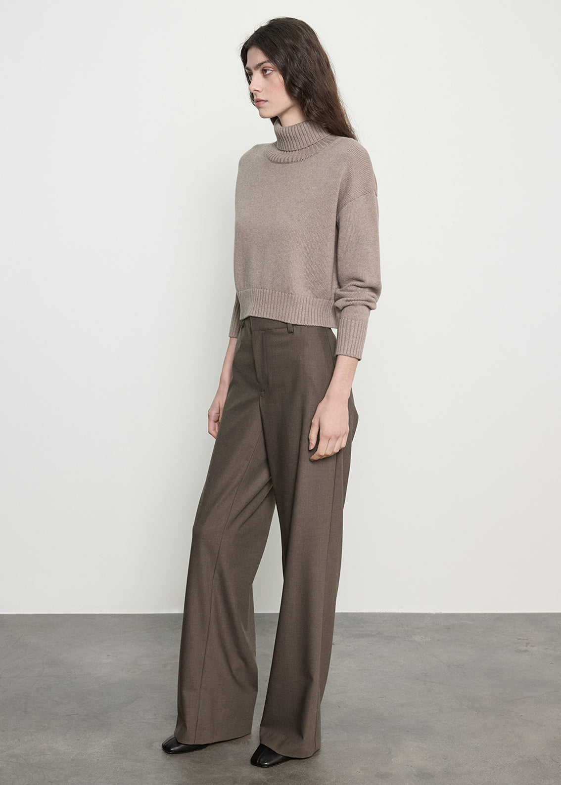 Cotton Cashmere Funnelneck Sweater | Taupe Heather
