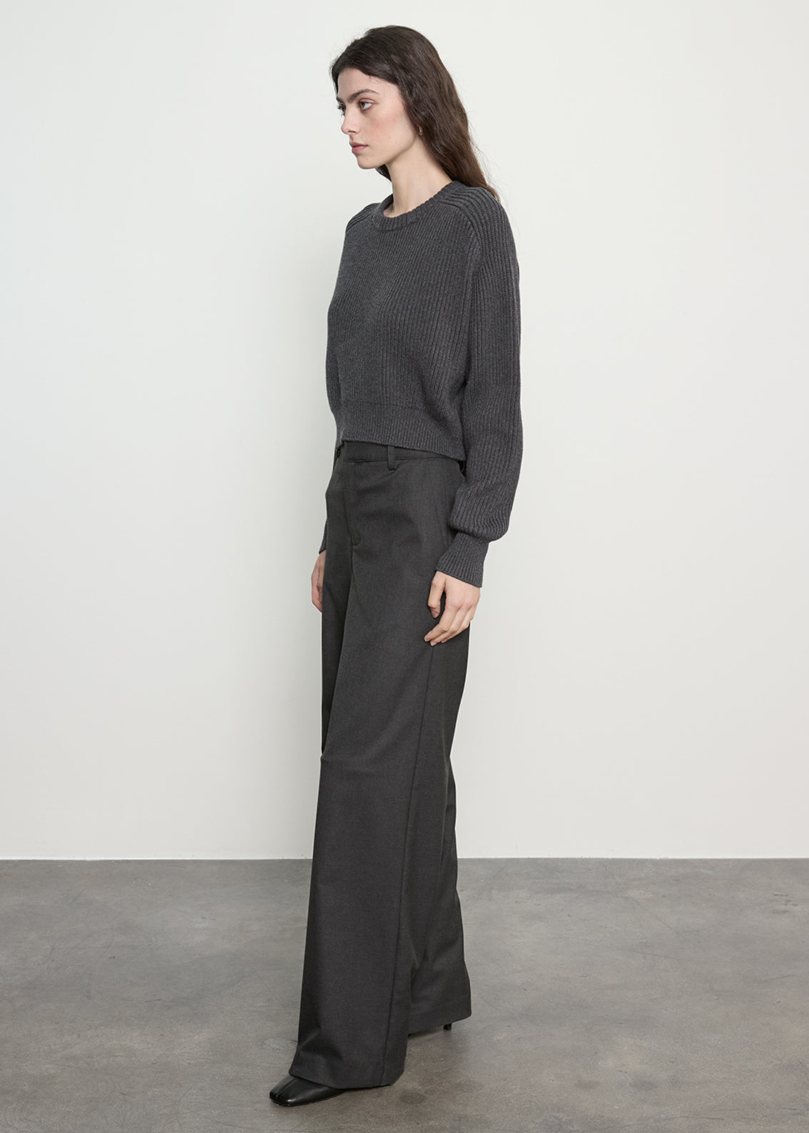 Cotton Cashmere Raglan Sweater | Charcoal