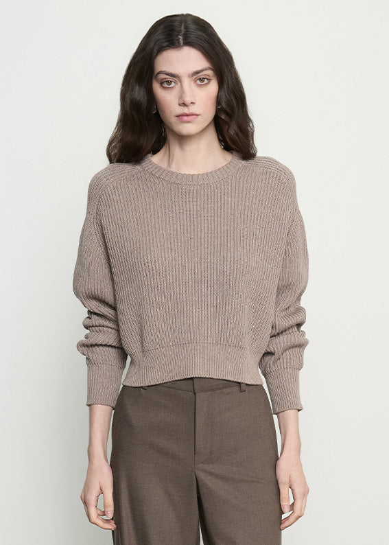 Cotton Cashmere Raglan Sweater | Taupe Heather