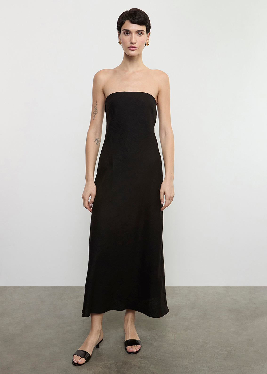 Linen Bias Dress | Black