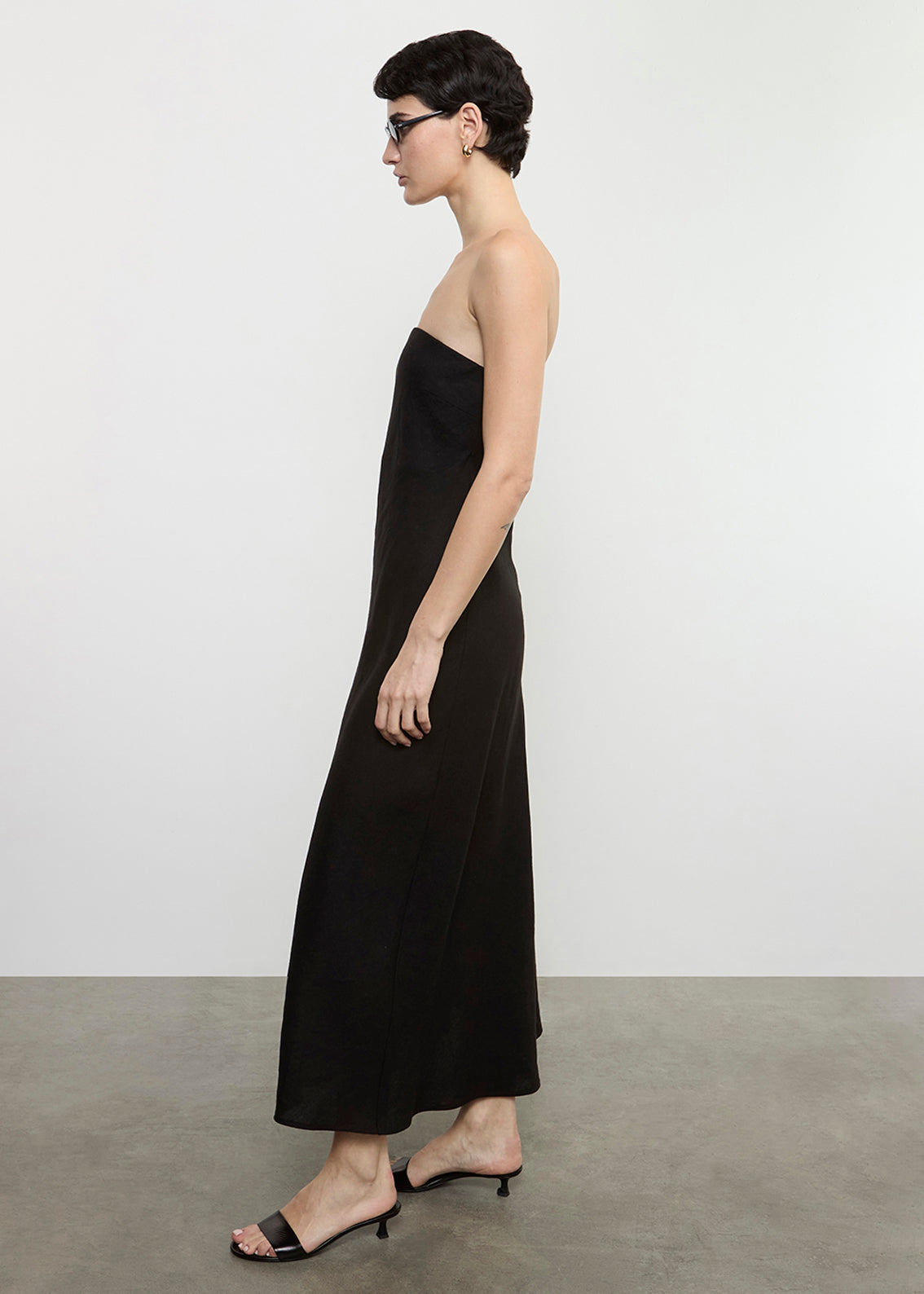 Linen Bias Dress | Black