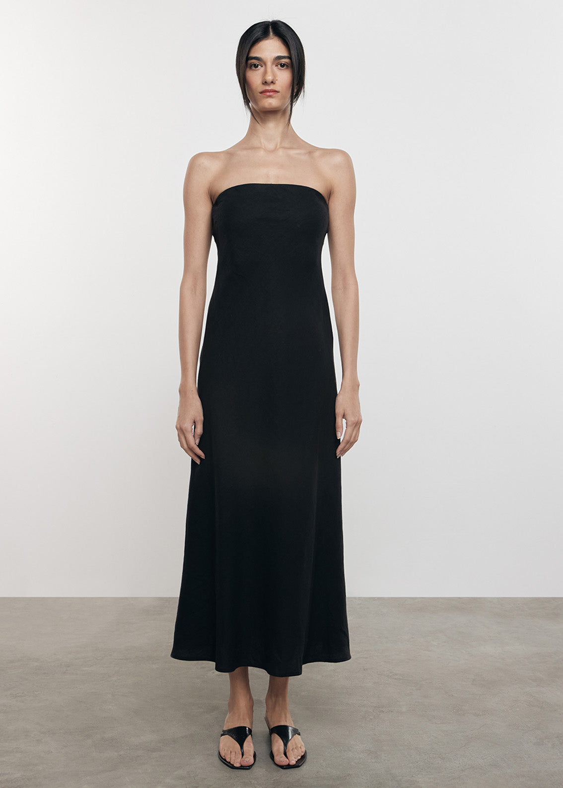 Linen Bias Dress | Black
