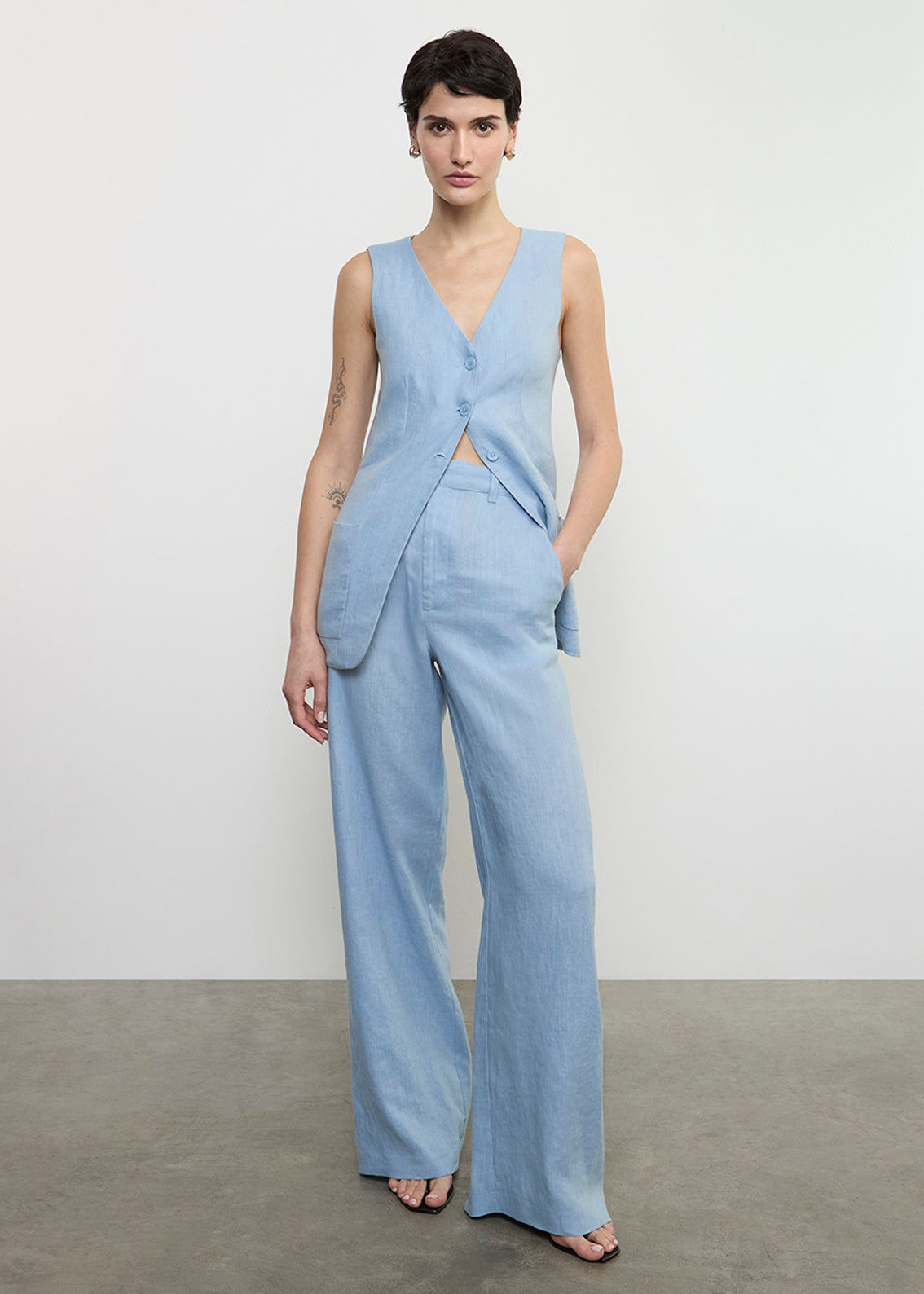 Linen Trouser | Sky