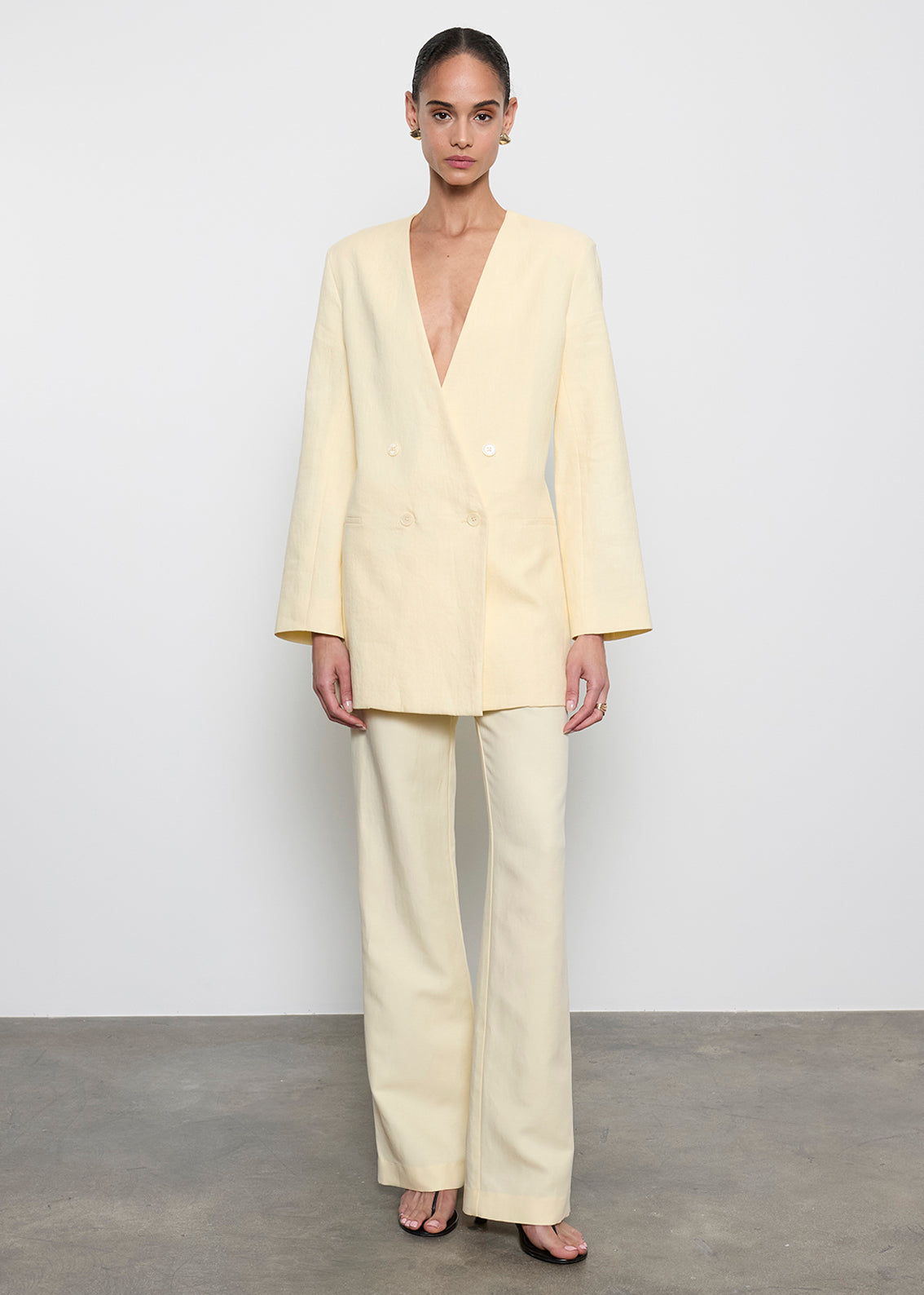 Linen Double Breasted Jacket | Flan – Enza Costa