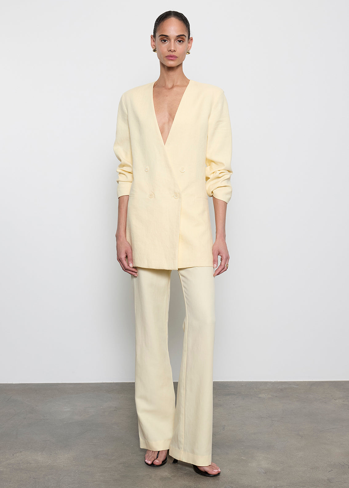 Linen Double Breasted Jacket | Flan