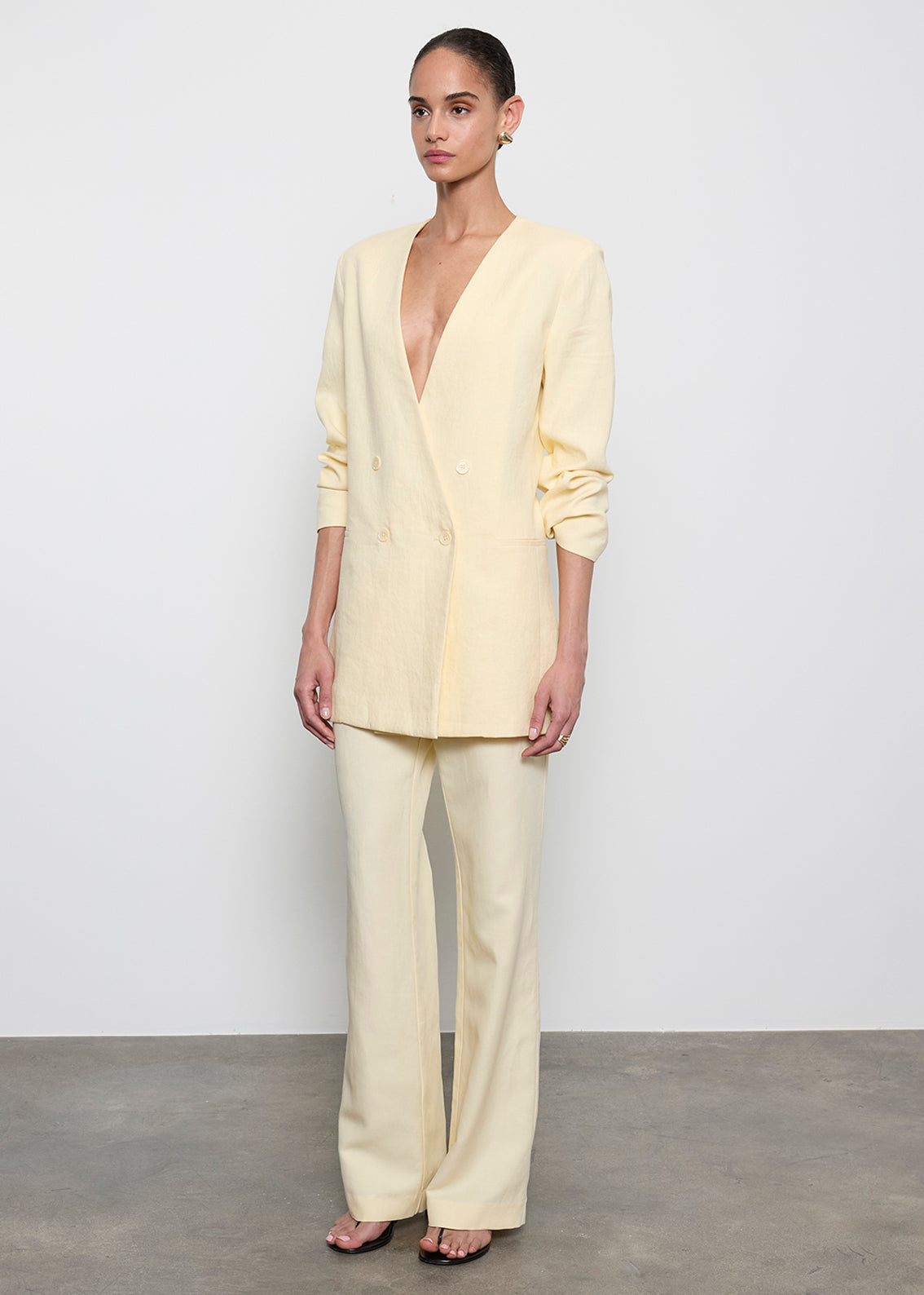 Linen Double Breasted Jacket | Flan