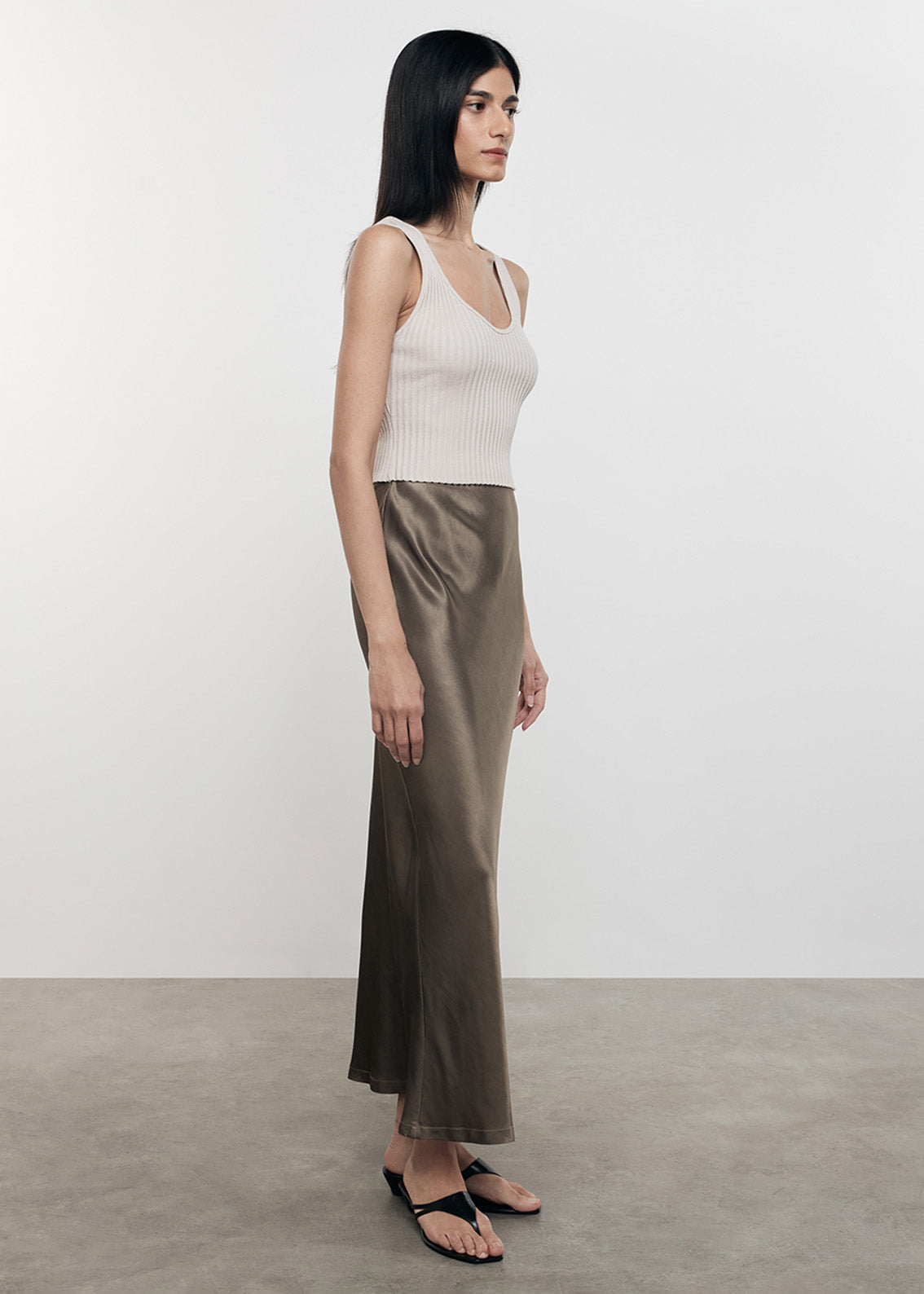 Satin Bias Cut Skirt | Shiitake